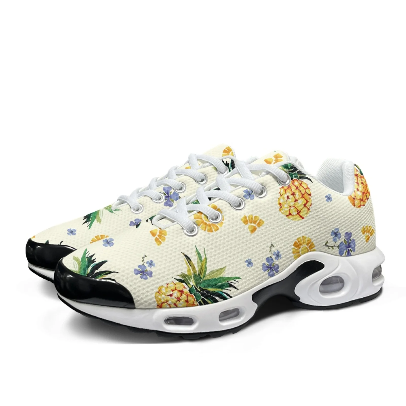 XIXIRIMIDO Air-Cushioned Sneakers Women's Running Shoes Men's Commuter Sport Lightweight Breathable Soft Comfortable Pineapple