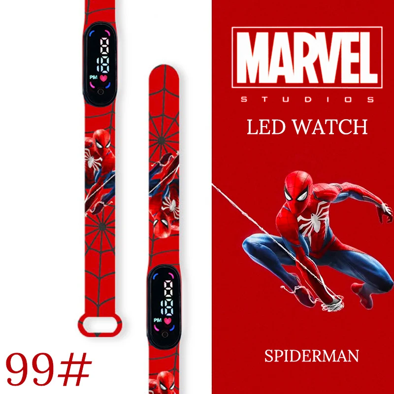 Children\'s Disney Spiderman Relógio Digital, Relógios infantis, Criança Esporte Pulseira, Relógio LED impermeável, Meninos