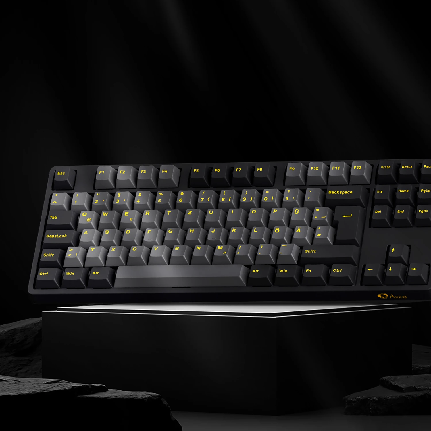 AKKO 5087S لوحة مفاتيح ميكانيكية للألعاب بتصميم ISO-DE باللونين الأسود والذهبي N-Key Rollover TKL RGB لوحات مفاتيح سلكية مخصصة قابلة للتبديل السريع