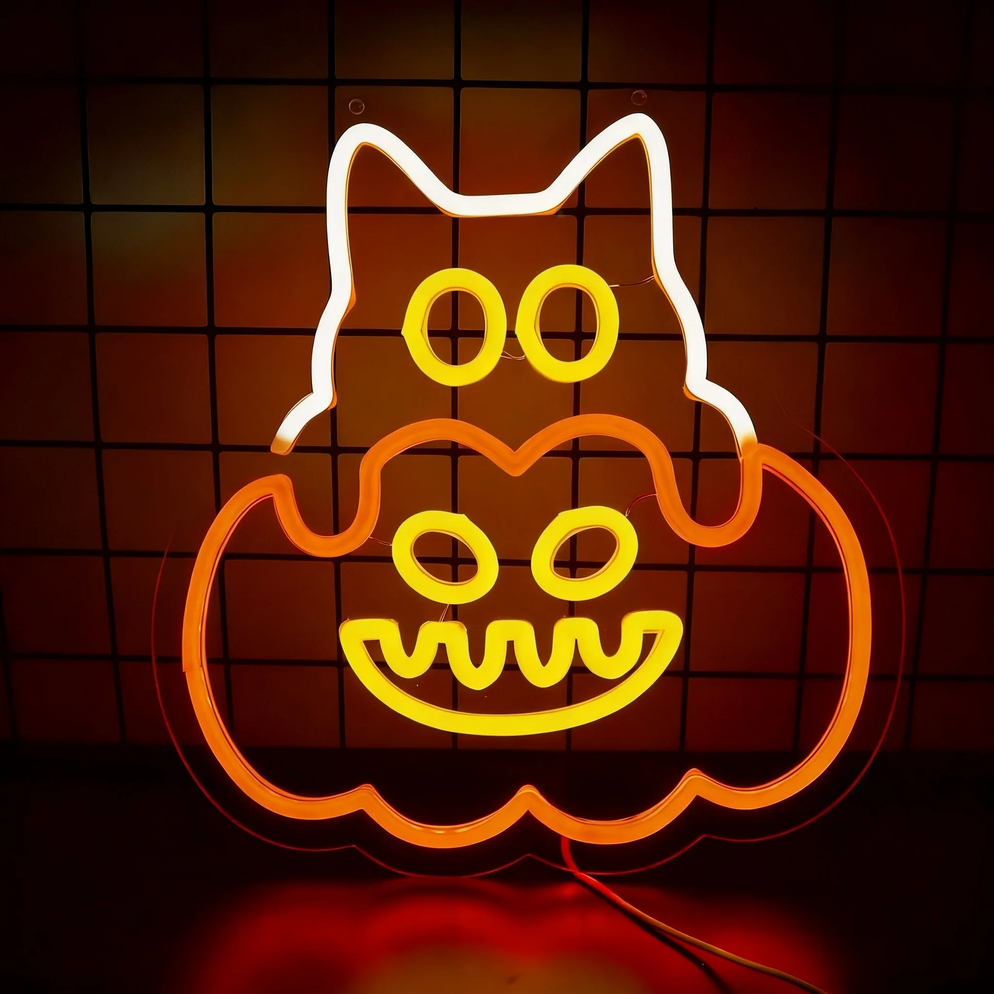 Halloween Cat Pumpkin LED Neon Sign Customizable Neon Light Wall Decor for Bedroom Halloween Party Festival Gift