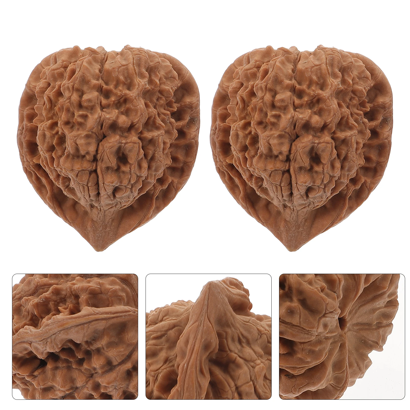 

2 Pcs Massage Balls Walnut Handball Chinese for Hands Exerciser Brown Grip Fitness