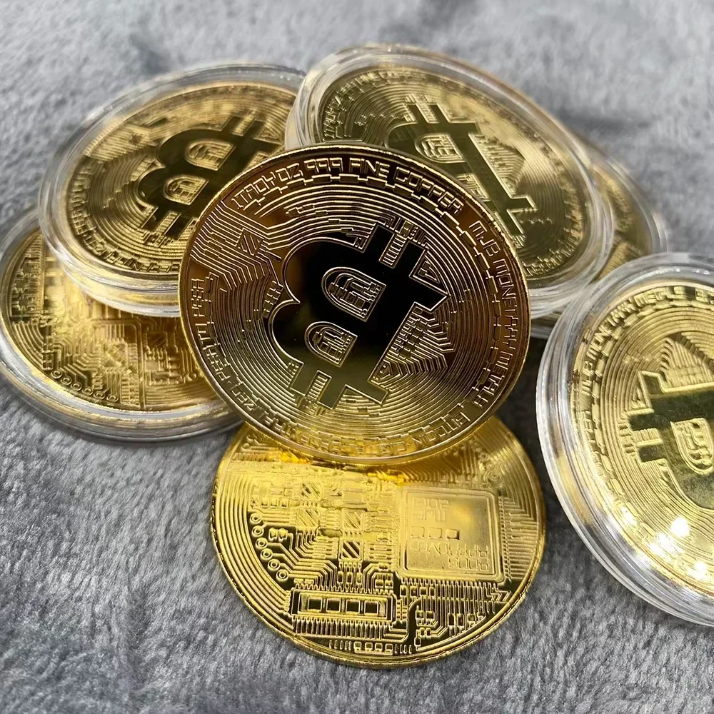 Collectible Art Collection Gift Gold Plated Bitcoin Coin Physical Commemorative Casascius Bit BTC Metal Antique Crafts Imitation