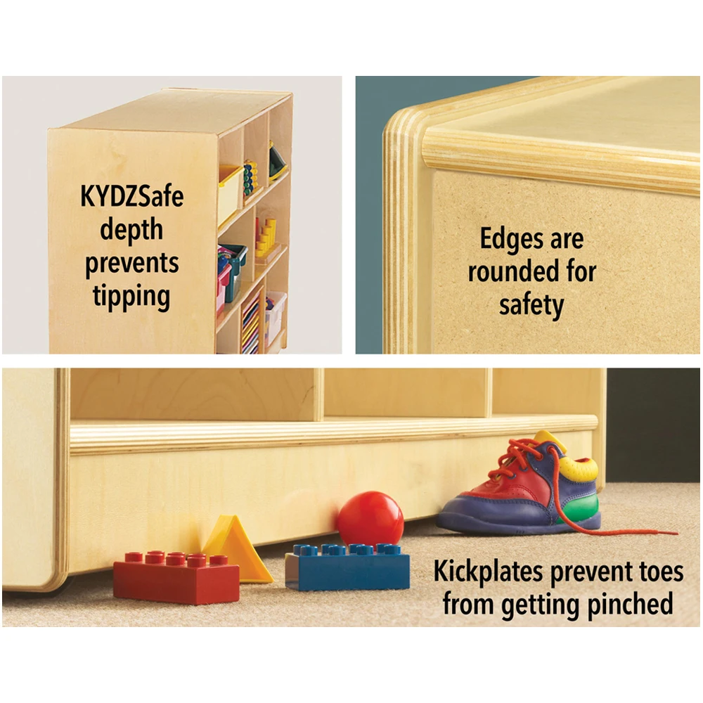Wood Children's Cabinet Storage Set for Bedroom & School Includes Stairs to Foster Kids' DIY Skills Nursery Organization