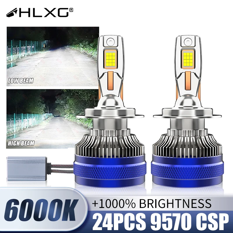 

HLXG H7 H4 Светодиодная фара Canbus No Error 4 Медная трубка H1 H8 H9 H11 Автомобильные лампы 9005 HB3 9006 HB4 9012 HIR2 9084 CSP Противотуманная фара 12 В
