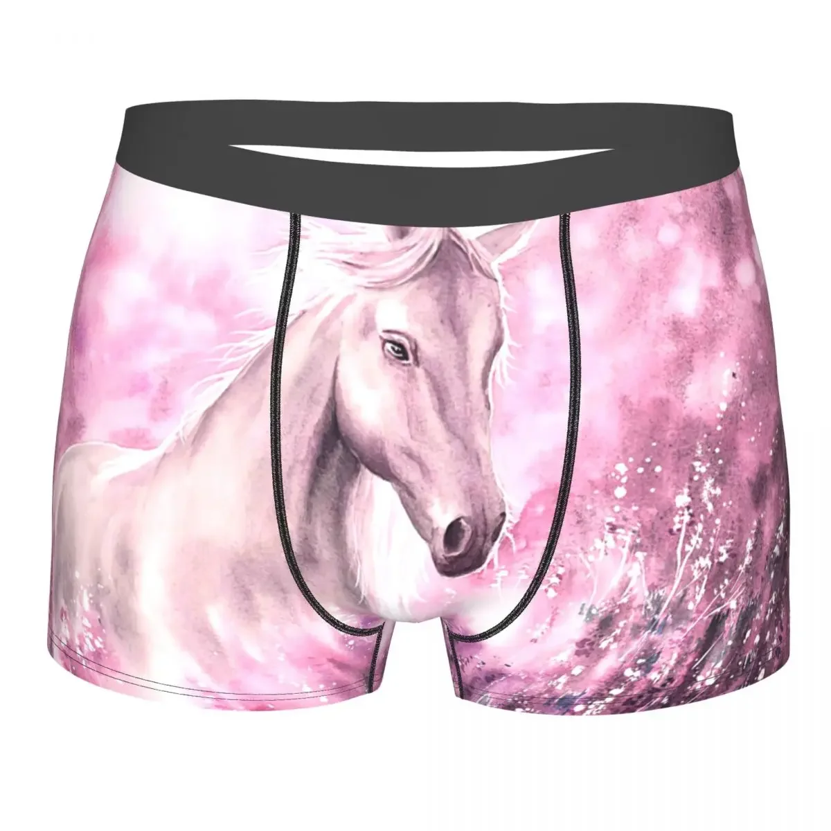 Wild Horse Pink Underpants Breathbale Panties Male Underwear Print Shorts Boxer Briefs