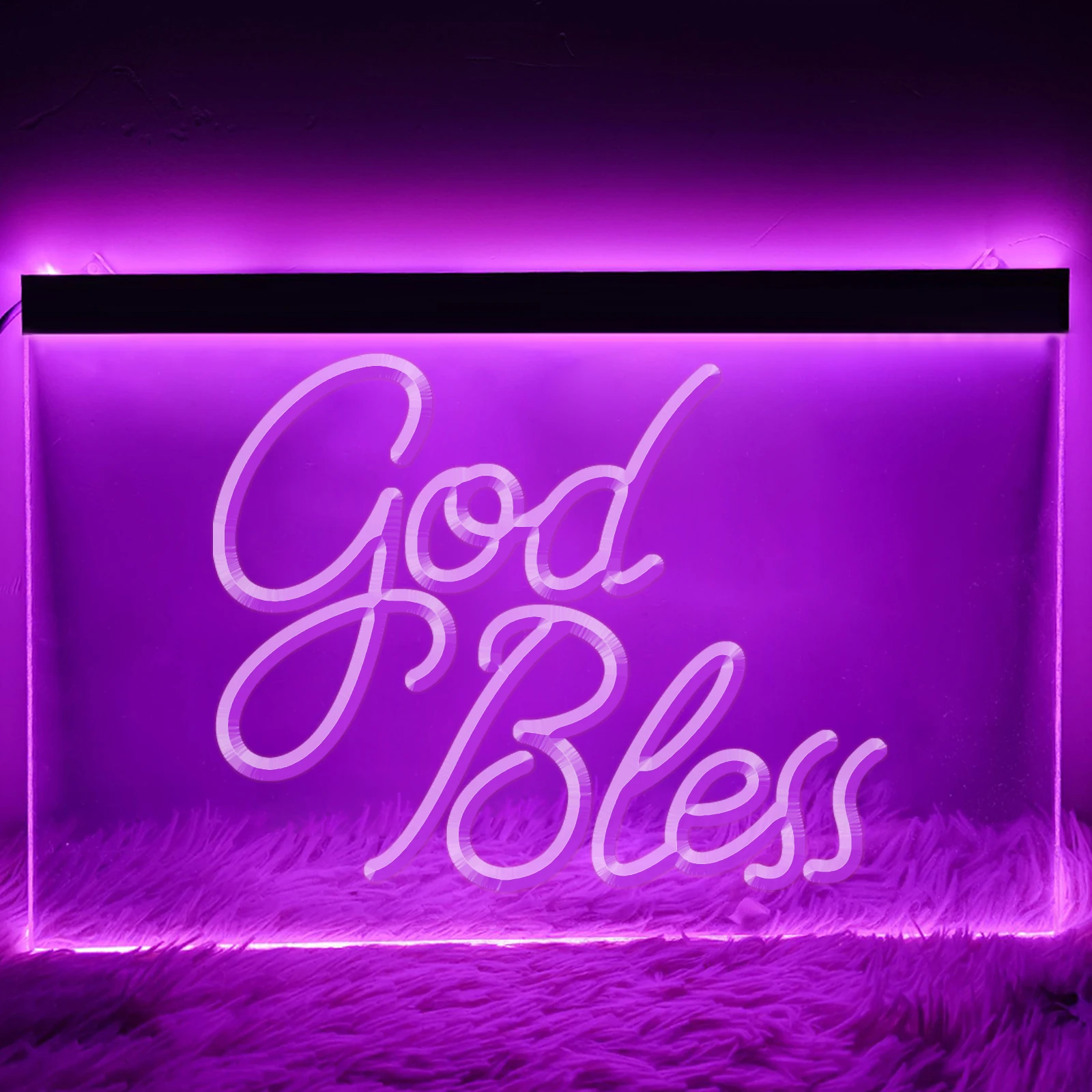 

God Bless Neon Signs Wall Decor, LED Neon 3d Carved Wall Art for Restaurants, Rooms, Birthday Gifts, Room Decor Vintage Decor