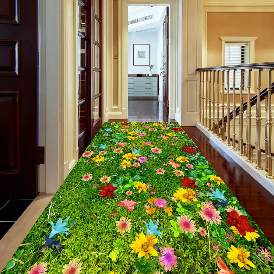 

Small Flower Runner Long Corridor Carpets for Hallway Decoration Home Floor Mats Lobby Aisle Stairway Entryway Decor Area Rug ﻿