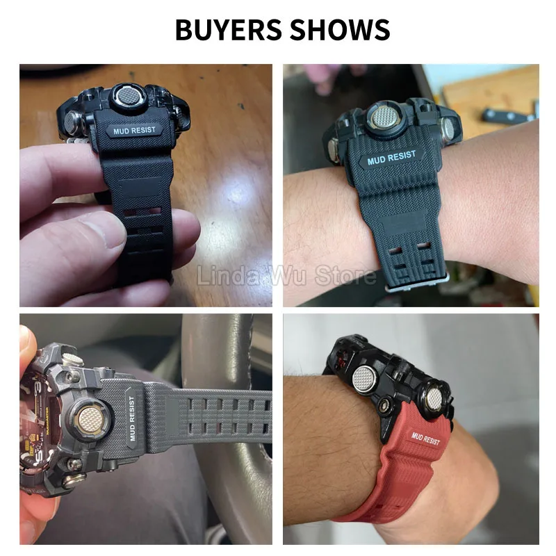 Pulseira de relógio de silicone para casio g-shock azul vermelho verde pulseira grande lama rei GWG-1000GB série preto ouro resina anti-alergia