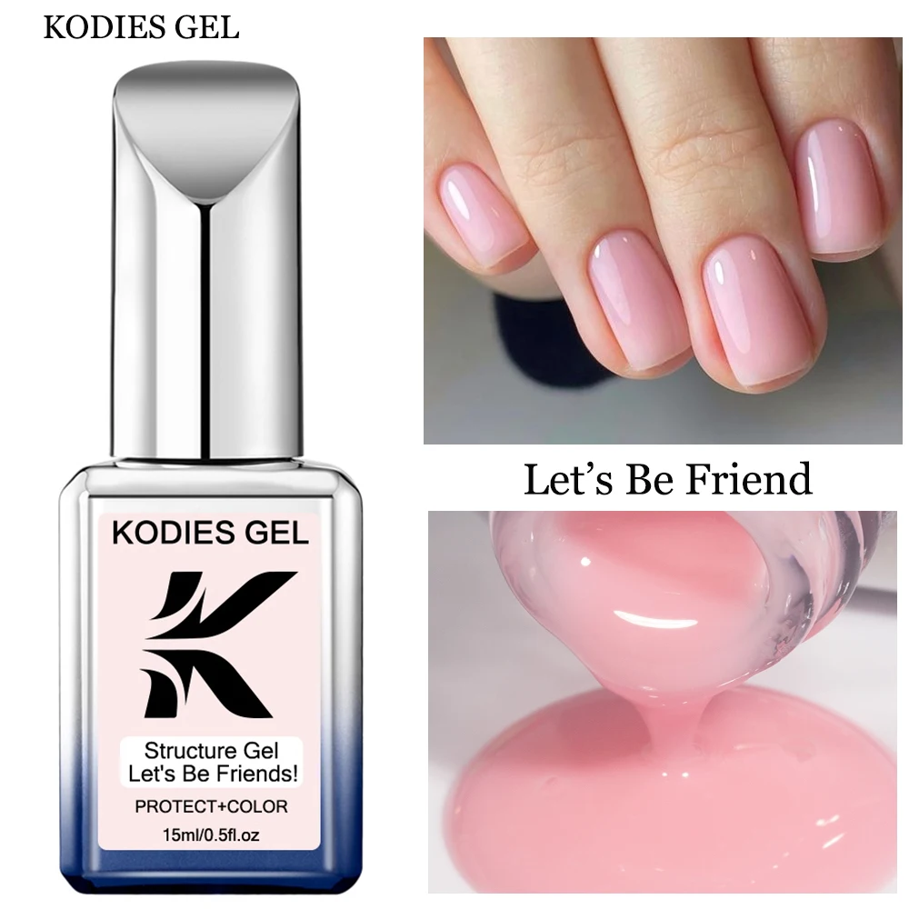 KODIES GEL Neutral Pink Structure Gel Nail Polish 15ML Semi Permanent UV/LED Rubber Base Gel French Manicure Basic Gel Varnish