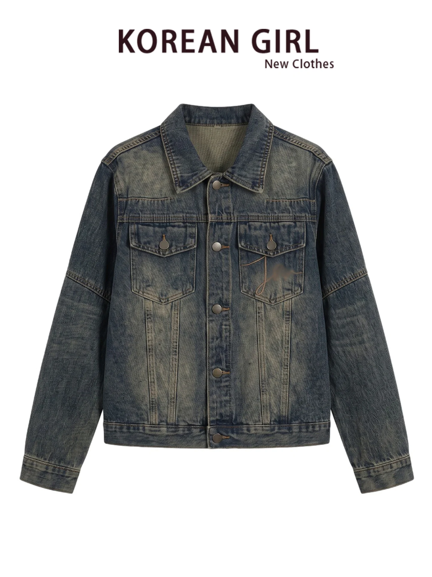 Washed Short Denim Jacket Women's Loose Casual Style Autumn New Fashion Sensation Button up Casual Windbreaker Top