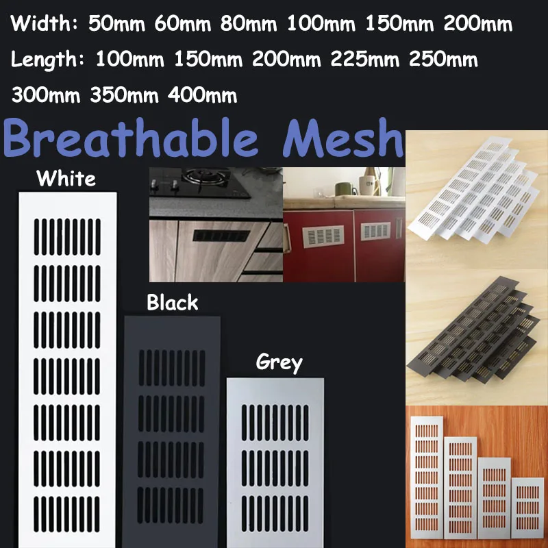 

Aluminum Alloy Breathable Mesh Ventilation Grills Width 50/60/80/100/150/200mm Length 100-400mm Cabinet Air Vent Cover Exhaust