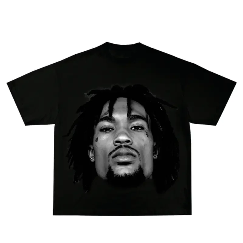 Hunxho Inspired Vintage Graphic T-shirt Heavy Cotton Tee Basketball 90S Styled Shirt Hiphop Vibes Y2K Aesthetic Throwback Classic Big Face Celebrity Tee