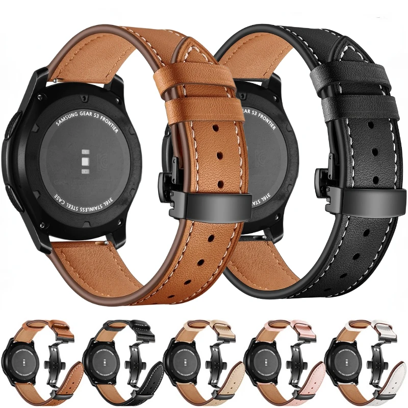 

20mm 22mm Leather Strap For Samsung Galaxy watch 45mm/Active 2/Huawei watch 3 Sports Comfortable Bracelet Band For Amazfit GTR