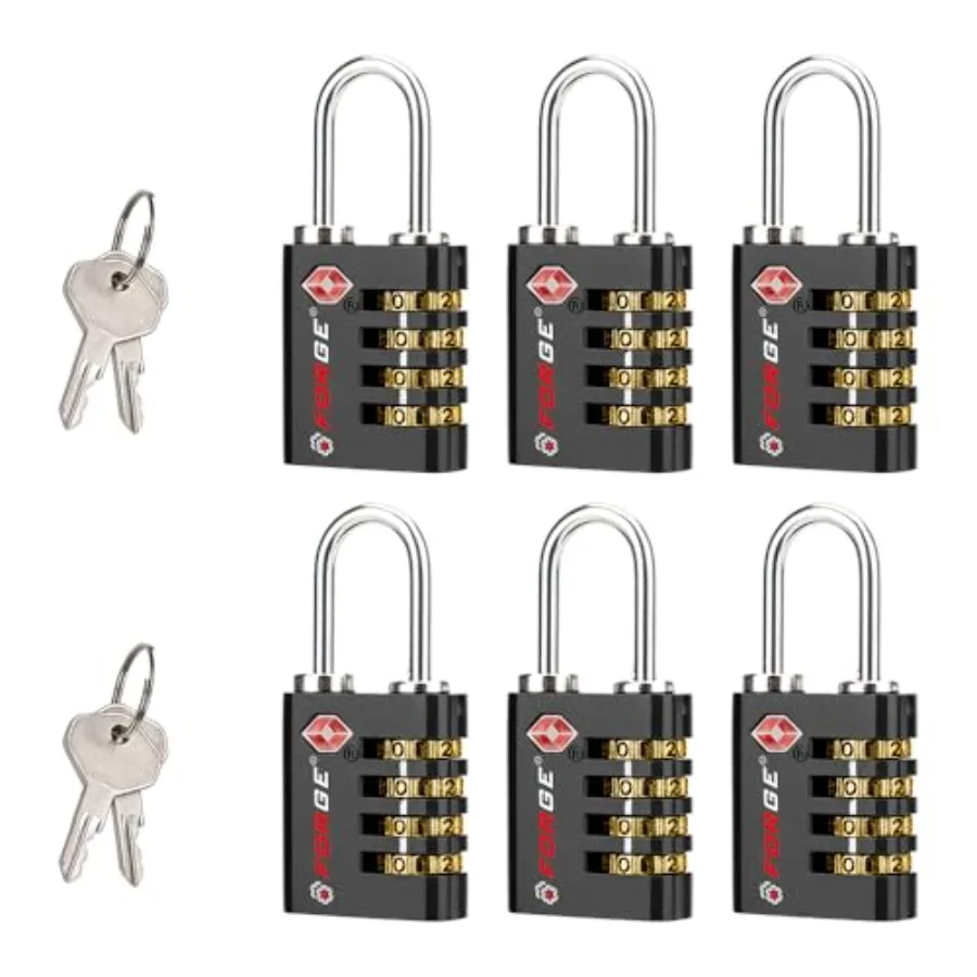 Dual-Opening: Key or Combination Acc Lock, Use Key to Recover Code If Forgotten, TSA Appd Locks for Lage, Pelican case, Travel,