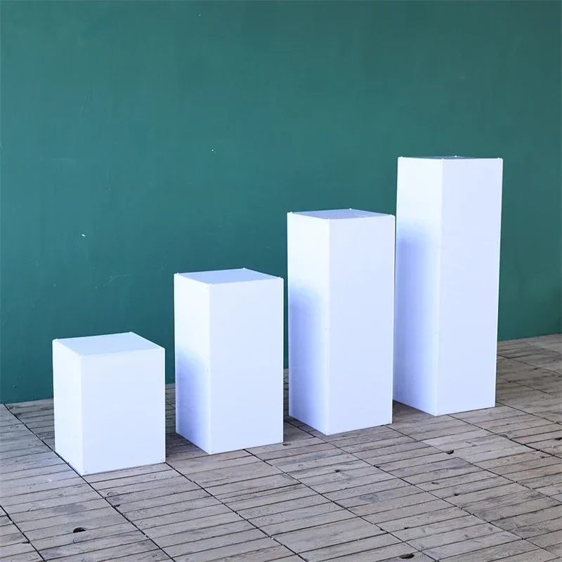 Wedding Party White Iron or Acrylic Square Pillar Dessert Table
