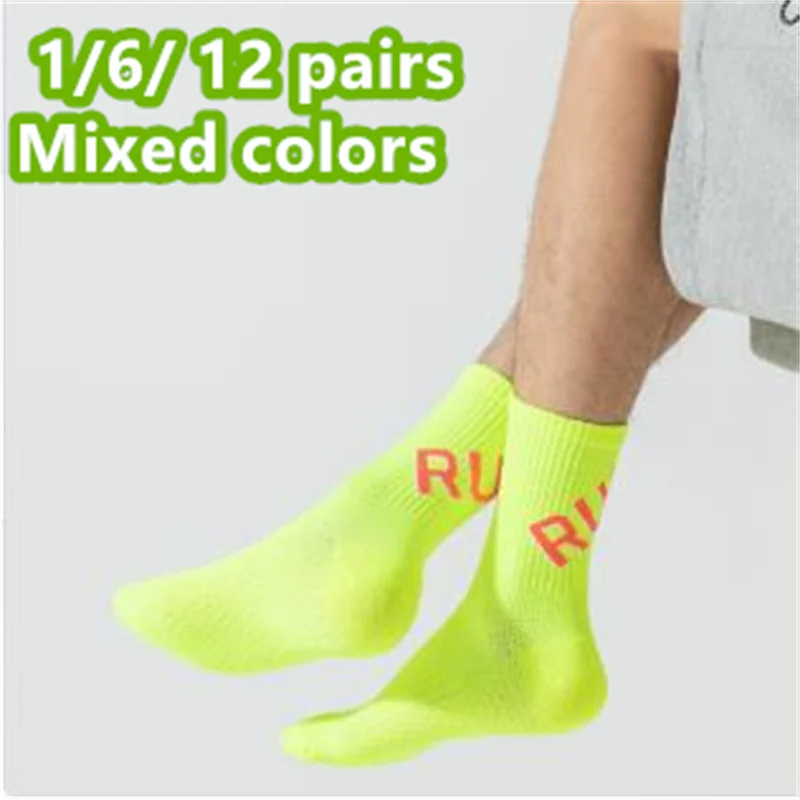 

1-12 пар мужских и женских спортивных носков с массажным низом, новые носки средней длины для езды на велосипеде на открытом воздухе, быстросохнущие трансграничные.