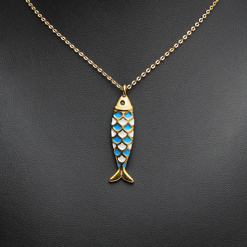 4pcs Stainless Steel Enamel Solid Fish Charms Necklace Pendants for DIY Kids Jewelry Making Women Bracelet Earrings Components view 6