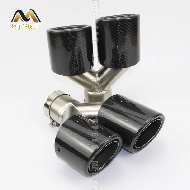 

Car styling Modified exhaust pipe muffler tail throat 304 stainless steel and carbon fiber double outlet tail pipe