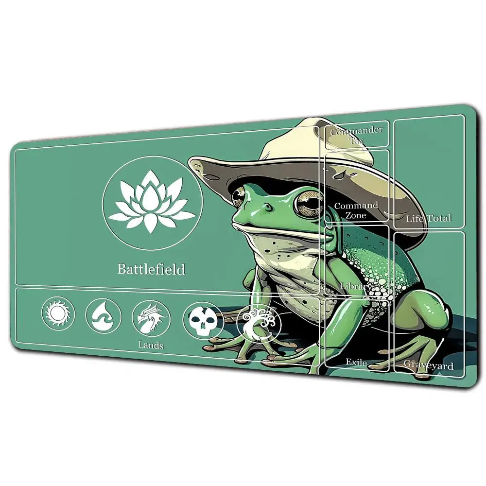 

Magic card playmat with zone Funny frog design mtg Playmat Desk Mat gamer keypad expansion gaming mouse pad rubber anti-slip