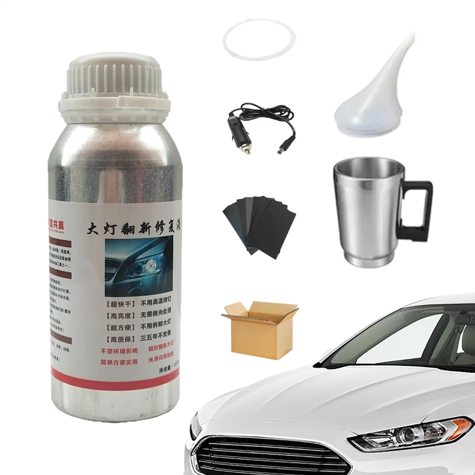 Headlight Restoration Kit, Headlamp Lens Polishing & Yellowing Remover Set, Automotive Cleaning Care Tool for Car Truck SUV