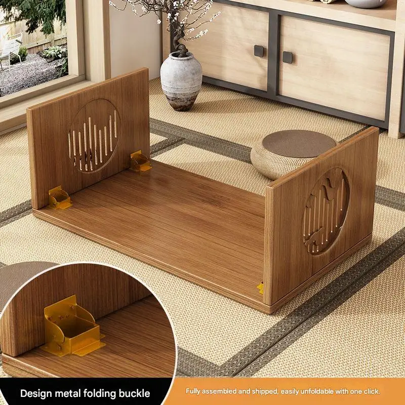 النمط الياباني الخيزران الخالص طاولة القهوة قابلة للطي الخشب الحقيقي حصير منخفضة الجلوس الكلمة حصيرة طاولة شاي صغيرة نافذة مقعد الجدول