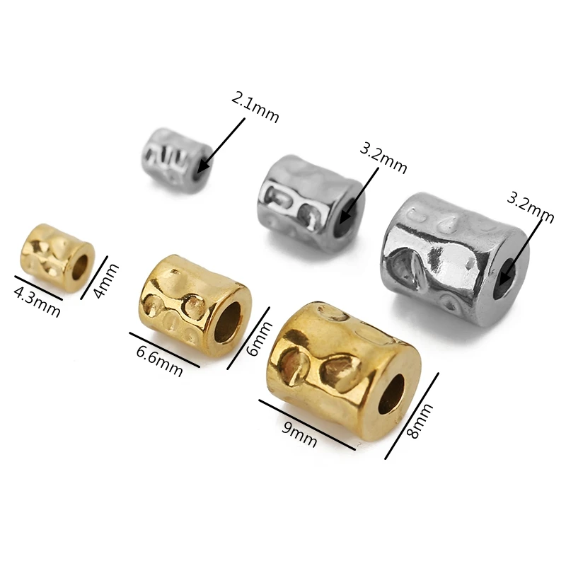 5pcs 4/5/6/8mm Stainless Steel Cylinder Tube Bead Gold Plated Spacer Beads for DIY Necklace Bracelet Jewelry Making Accessories