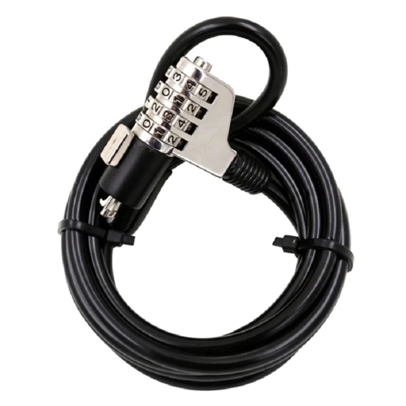 

Laptop Combination Lock Universal Notebook Combination Lock with Security Cable 4 Digit Password Protective for Notebook E65A