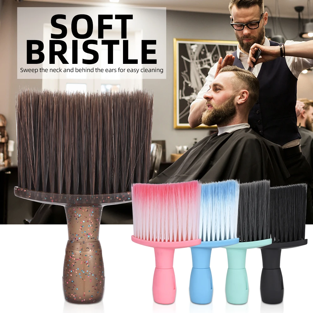 NUEVA cepillo de pelo de cerdas suaves de salón para herramienta de limpieza de corte de pelo, plumero de cuello de peluquero para eliminar cortes de pelo y polvo