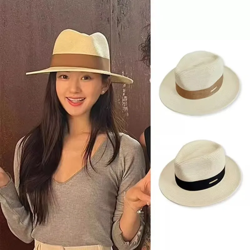 

Summer Women Straw Hats Sun Visor Cap Leisure Elegant Panama Hat For Men Gentleman Formal Hat Manattend Party Quality Hat Gifts