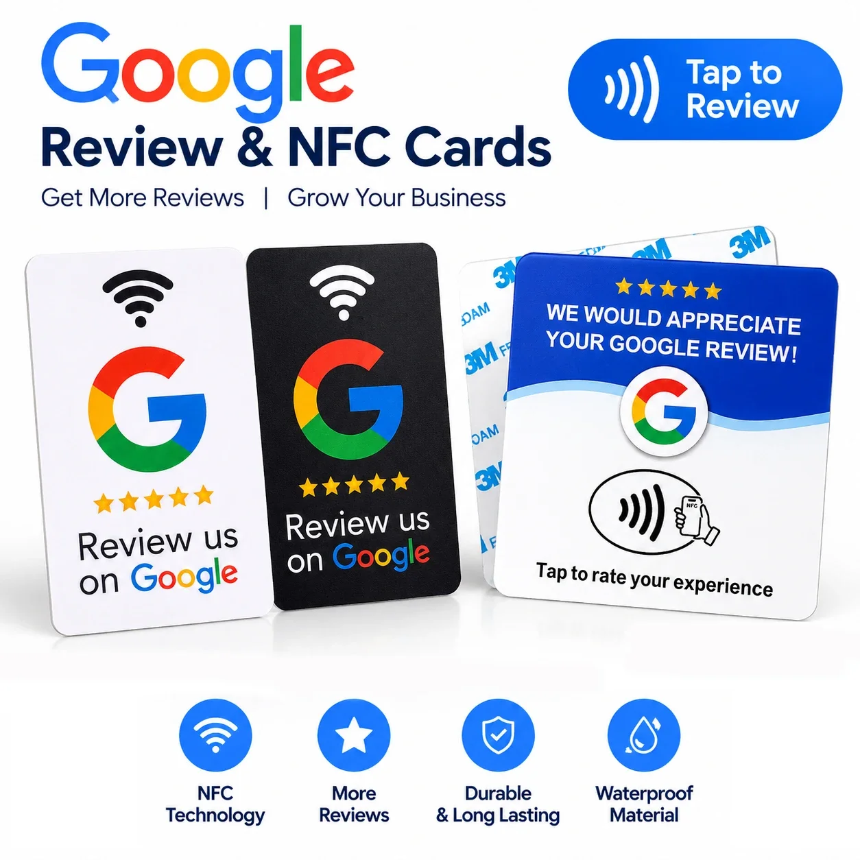 2026 New Google Card NFC Code Tap Business Desktop Sticker Google Review Card RFID Card NFC Google Review Card