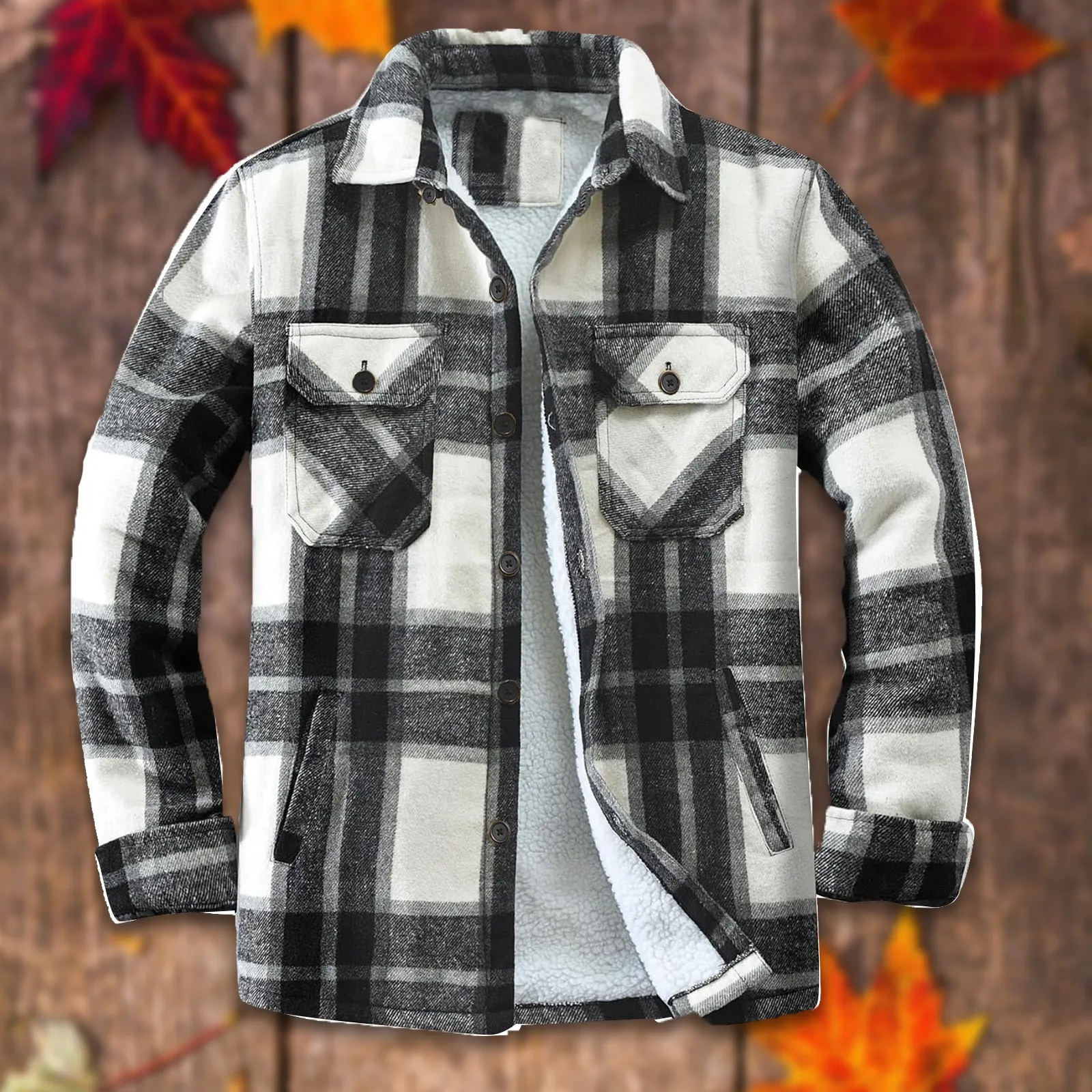 

Male Fleece Lined Flannel Plaid Shirts Zipper Jackets With Hood Womens Winter Coats with Hood Mens Lightweight Zip up Jacket