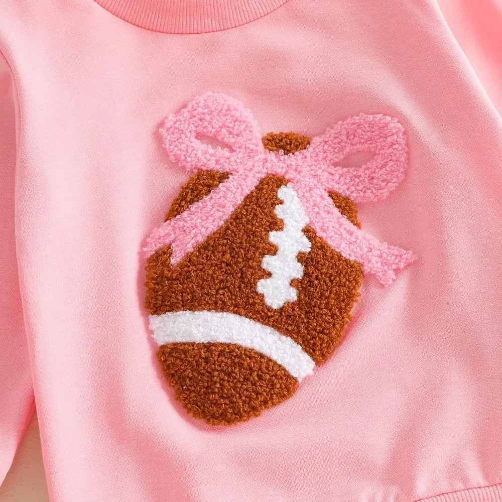 Crew Neck Crew Neck Sweatshirt Chenille Patch Pullover Style Long Sleeve Pullover Long Sleeve Football Patch Infant Pullover Top