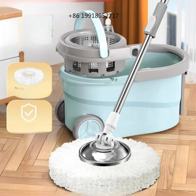Spin Mop Bucket Hands Free 360 Degree Microfiber Wringer Self Cleaning Floor Mop Set Home Kitchen Bathroom Floor Cleaning Mop