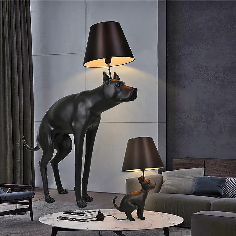Resin big dog cloth cover floor lamp simple living room bedroom study children's room art animal