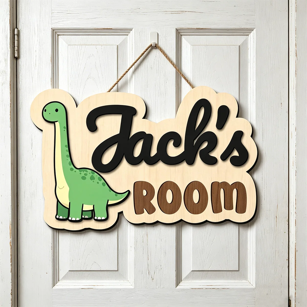 1pc Custom Dinosaur Wooden Door Sign Personalized Name Room Hanging Plaque Wall Decor Ornament Gift