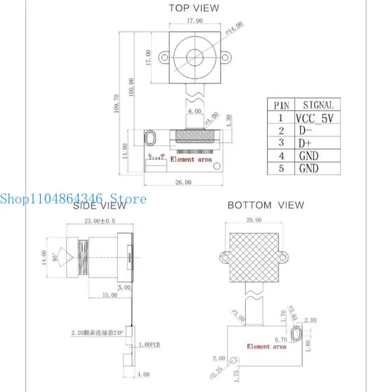 5asd High Performances 8MP USB2.0 Camera Module Wide Field of View 95°/ 125°