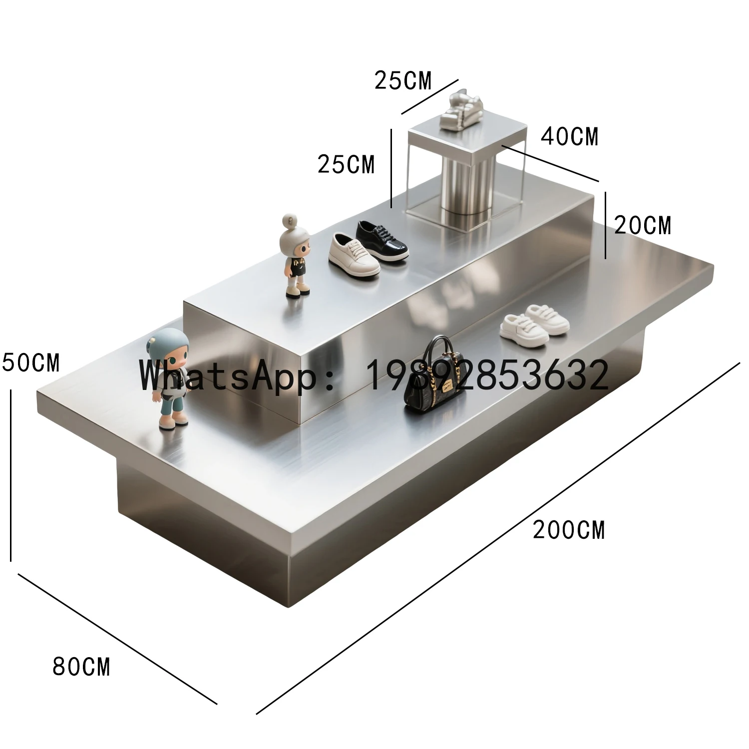 CC Kledingwinkel eilandtafel roestvrijstalen dubbellaagse productdisplay Taichung eilandtafel