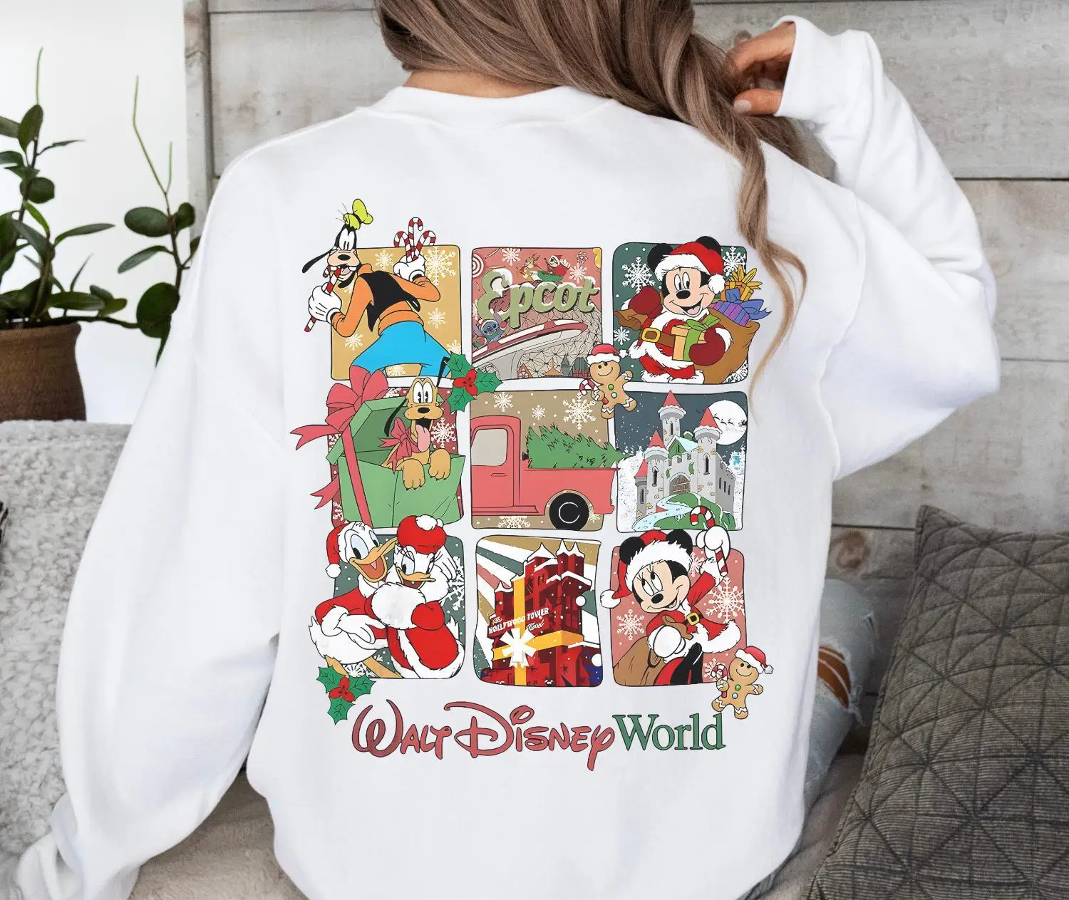 Vintage Walt Disney World Christmas Hoodie Mickey and Friends Christmas Sweatshirt Family Christmas Sweater
