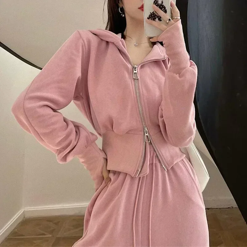 Women Fashion Clothing Sets Casual Tracksuit Hoodies Pants 2Pcs Suit Solid Color 2024 Autumn Winter Female Loose Sports Outfits