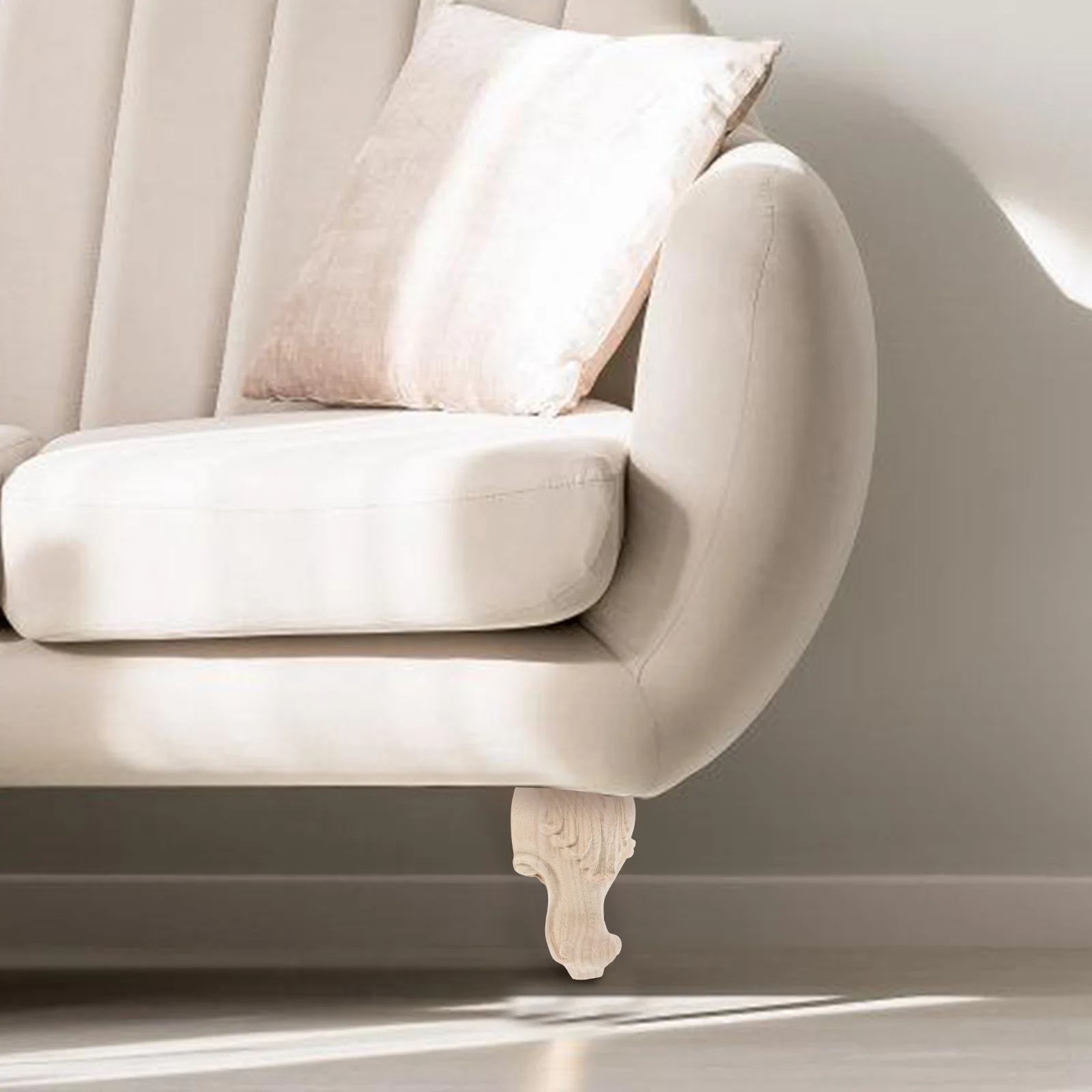 

4Pcs Solid Wood Furniture Legs Elegant European Style Sofa Couch Cabinet Replacement DIY Unfinished Surface Sofa Legs 4 Inch