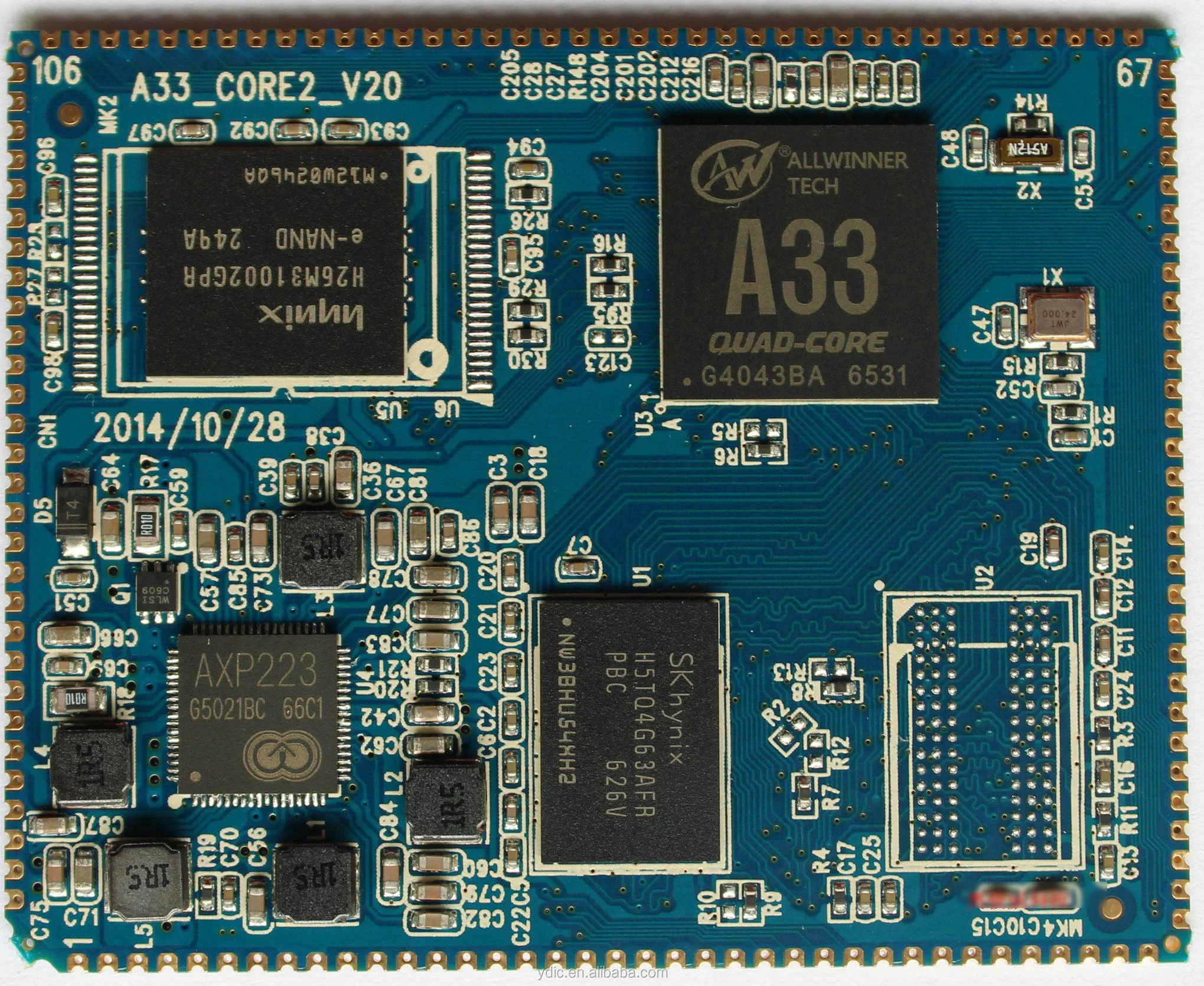 Open Source ARM CORTEX-A7 Quad-core Core Board Stamp Hole Allwinner A33 For Advertising Machine