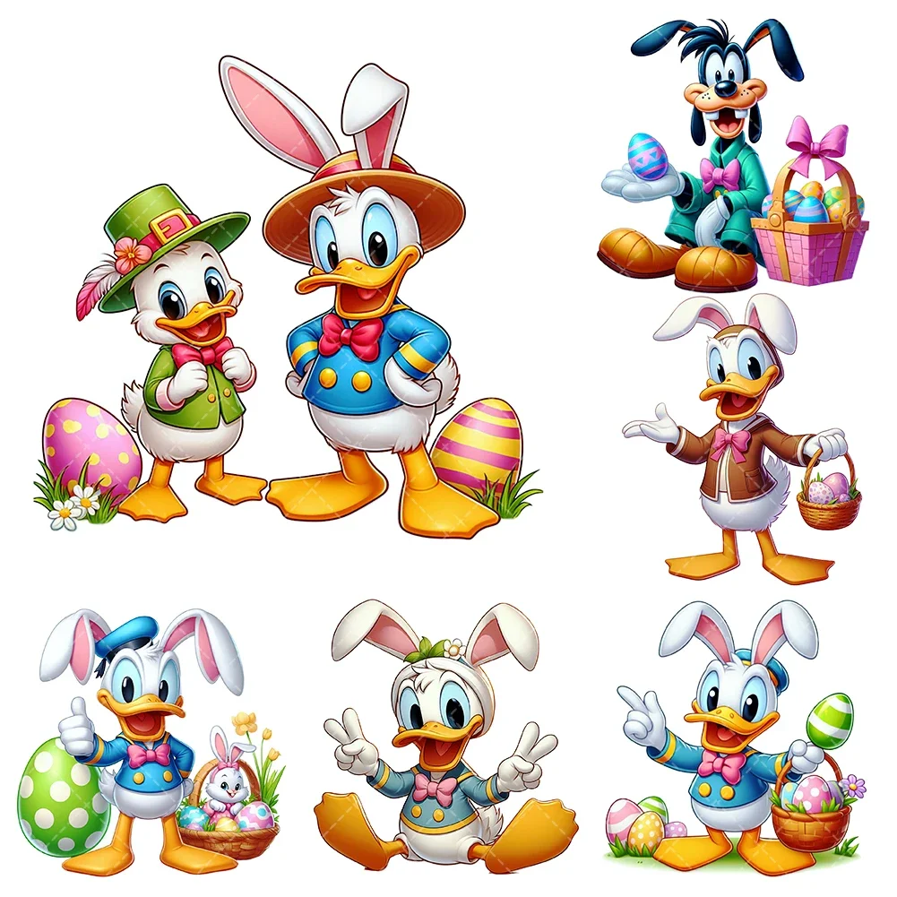 

15cm Easter Day Mickey Disney Heat Transfer Stickers Iron On Clothes DTF Pinted Vinyl Thermal Appliques Washable T-Shirt Decal