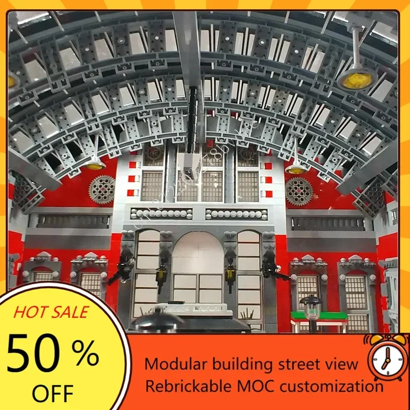 8703PCS The Train Station Creative MOC Creative street view Architecture DIY Education Assembly Puzzle birthday Xmas Toys Gifts