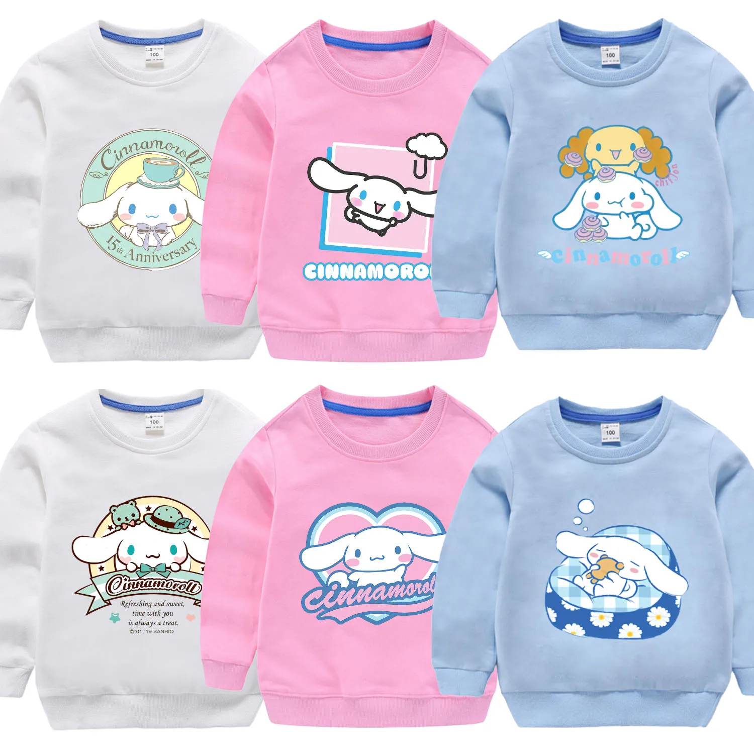 Sanrio Cinnamoroll Thin Hoodie for Children Kawaii Anime Clothing for Girl Boys Cute Trendy Hoodies Baby Clothes Sweatshirt Tops