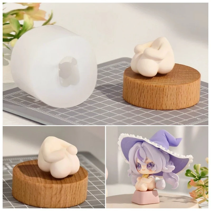 Mini Cute Doll Squatting Shape Silicone Mold DIY Super Light/Polymer Clay Mould for Anime Doll Sculpture Handmade Craft Tools