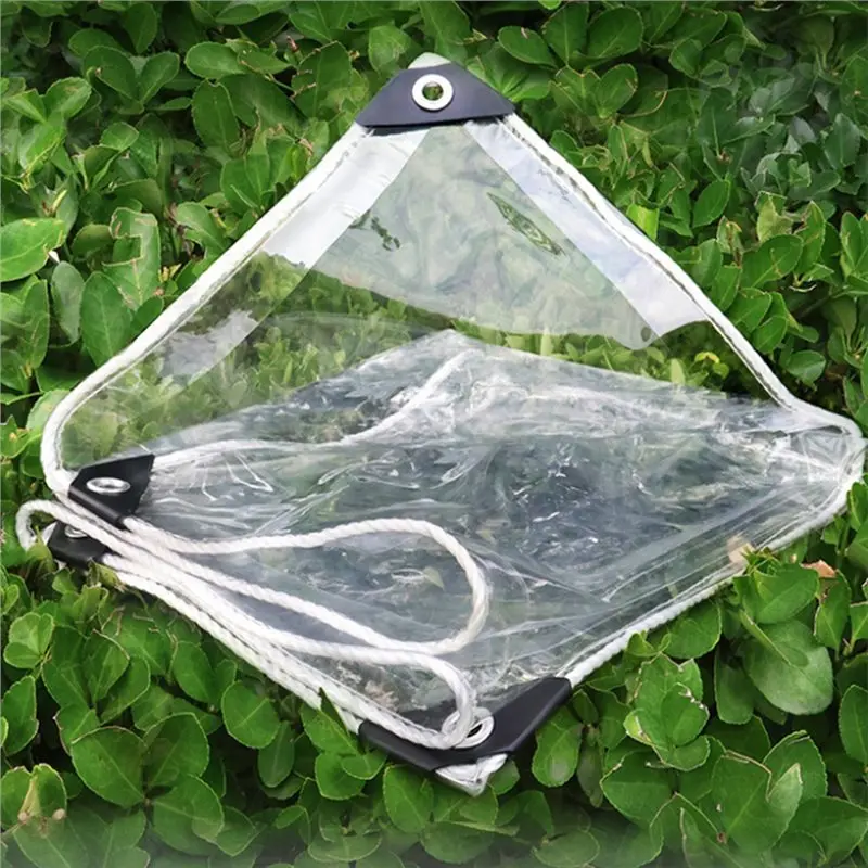 ABGR-Balcony Waterproof PVC Tarpaulin Transparent Tarp Clear Rainproof Cover For Garden Plants