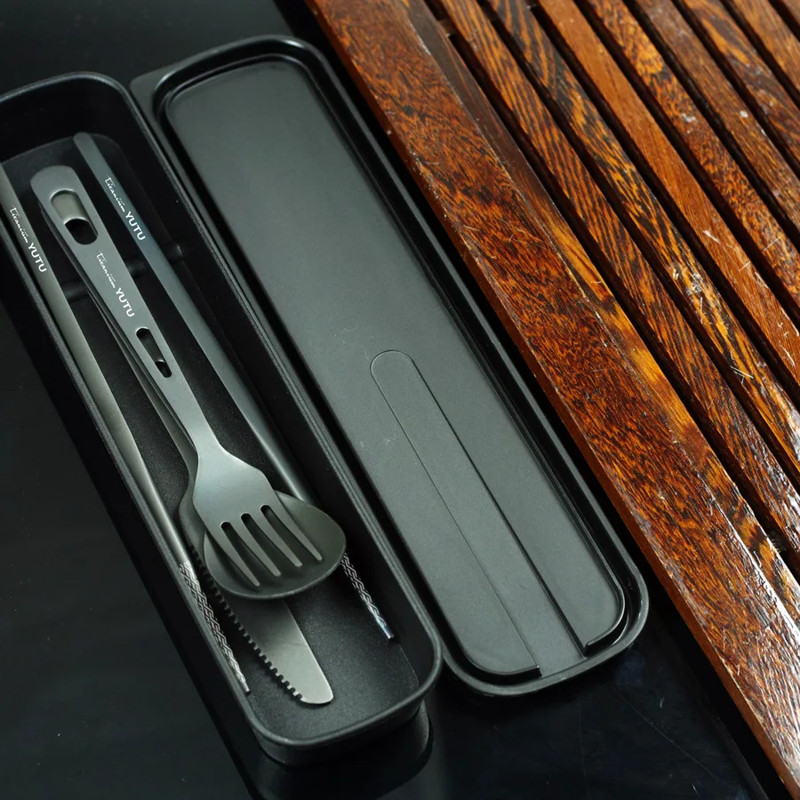 純粋なチタン製のキャンプ用食器セット,ウルトラポータブル屋外カトラリー,つや消しナイフ,フォーク,スプーン,箸,旅行,家庭用