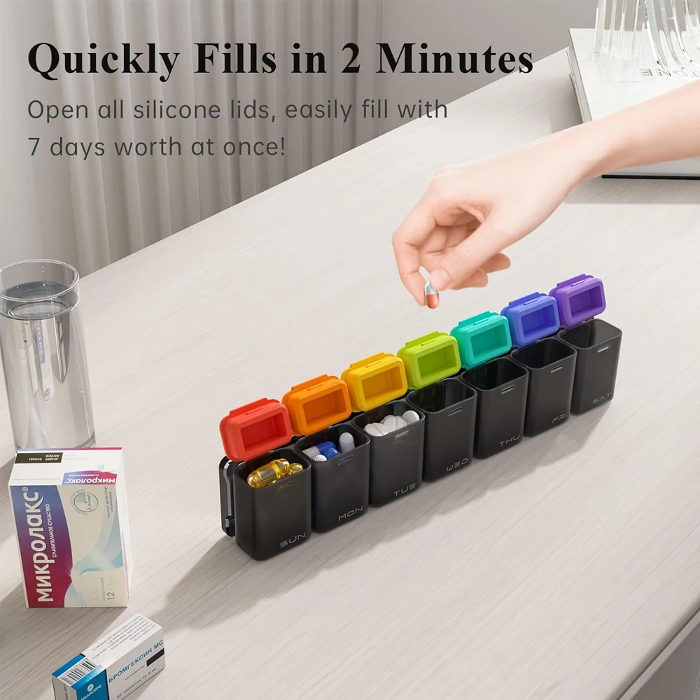 

1PC Weekly Pill Organizer,Extra Large Pill Box,Removable Daily Pill Case,Daily Container 7 Day Waterproof,Medicine Holder