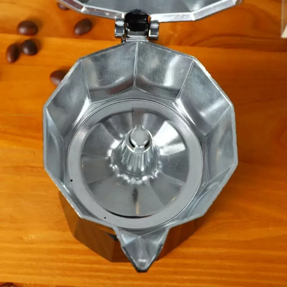 

Percolator Black Coffee Maker Moka Pot Aluminum with Handle Espresso Kettle with Filter Octagonal Cafe Brewing Tools Cafe