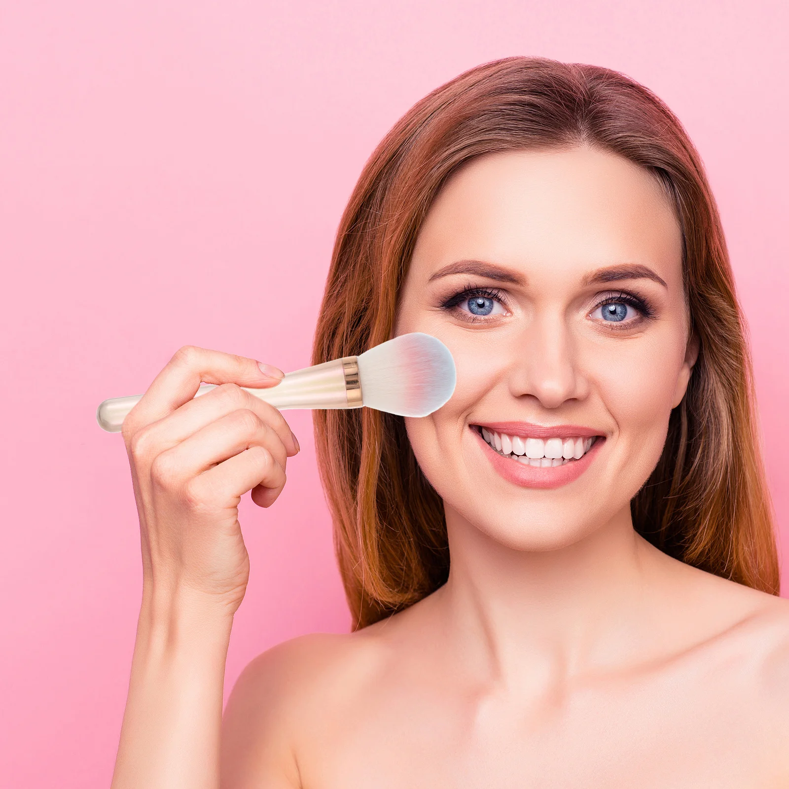 3 pçs pincel de pó de maquiagem vibrante cor gradiente cerdas macias para pó solto blush contorno dupla terminou ferramenta facial viagem